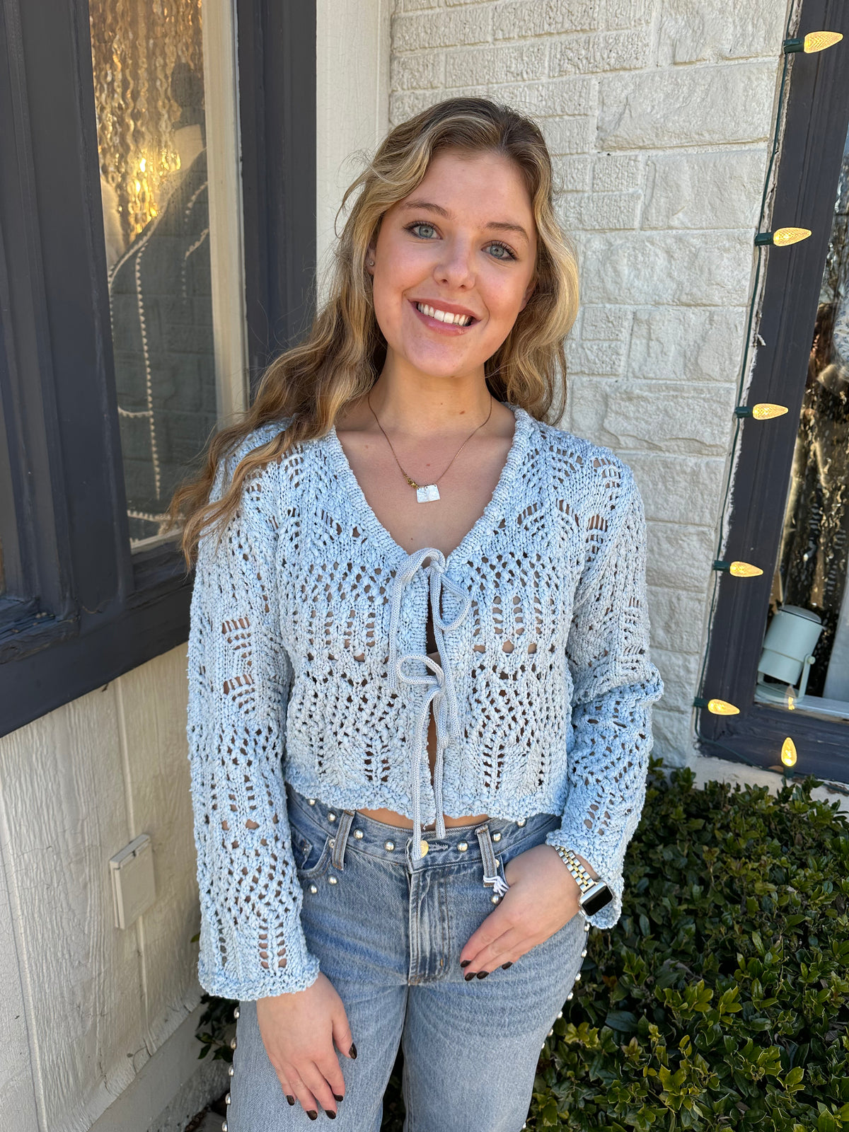 Baby Blue Crochet Sweater