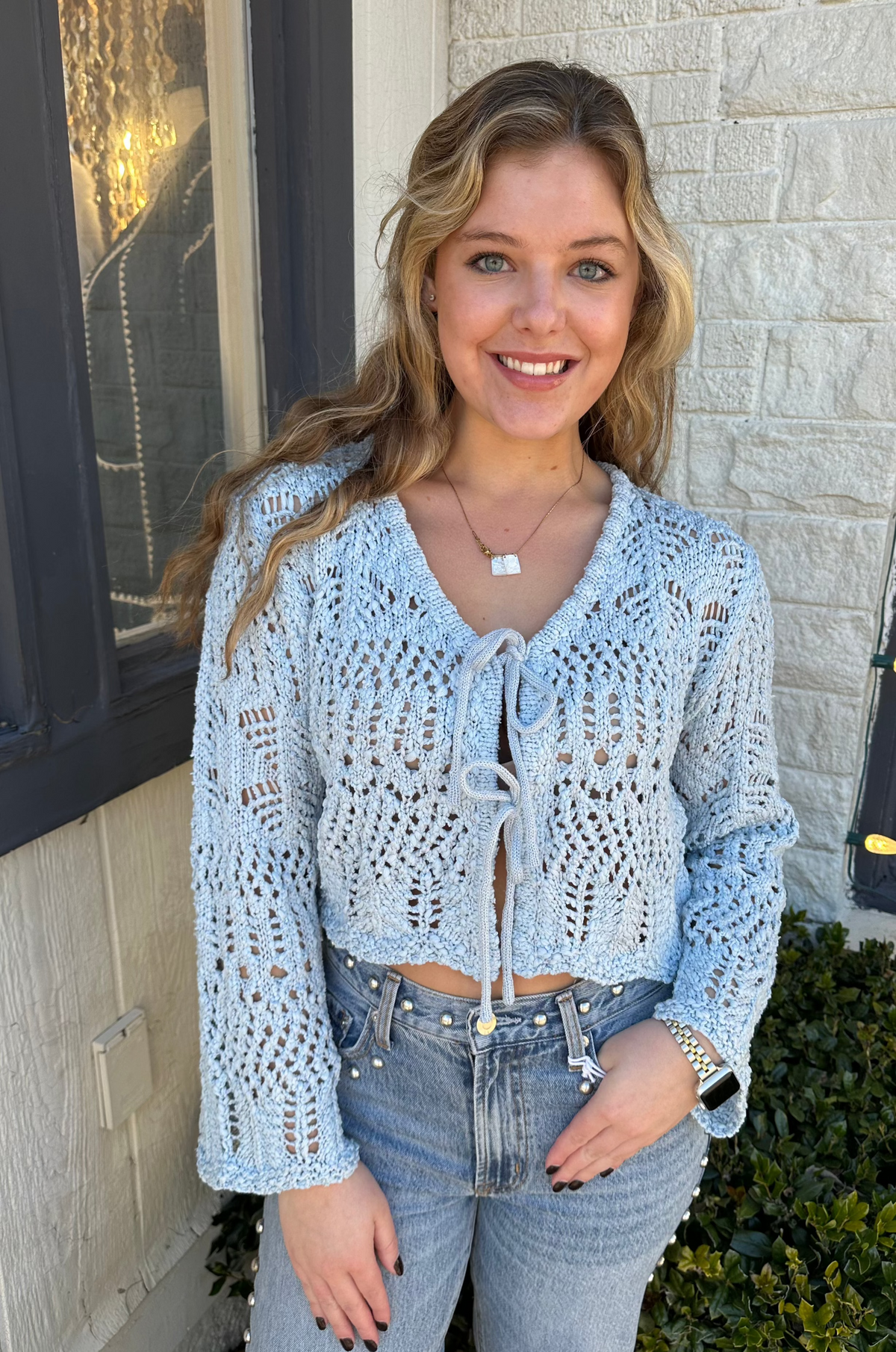 Baby Blue Crochet Sweater