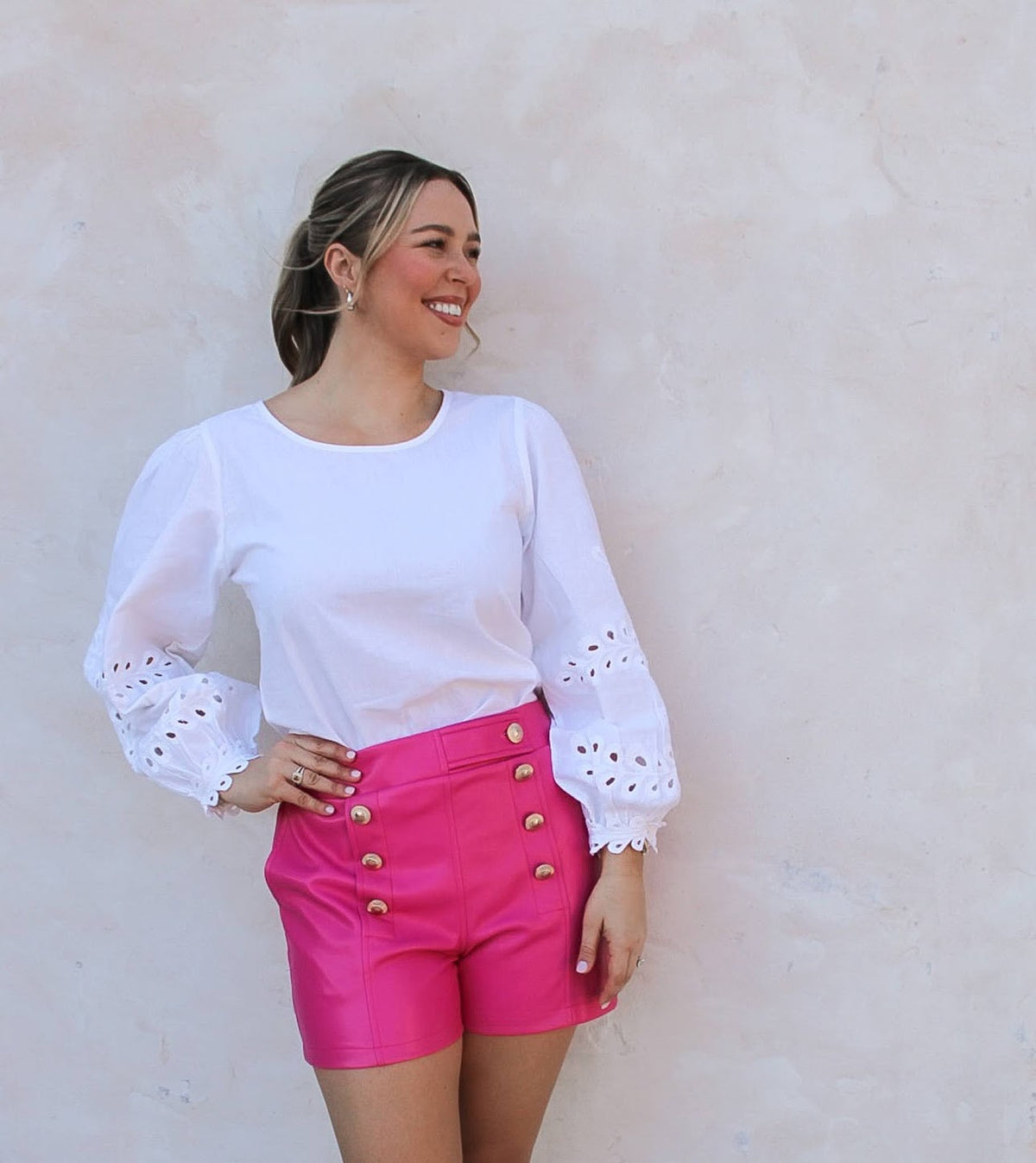 Hot Pink Vegan Leather Short