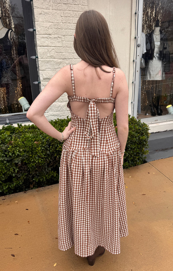 Gingerbread Gingham Midi Dress