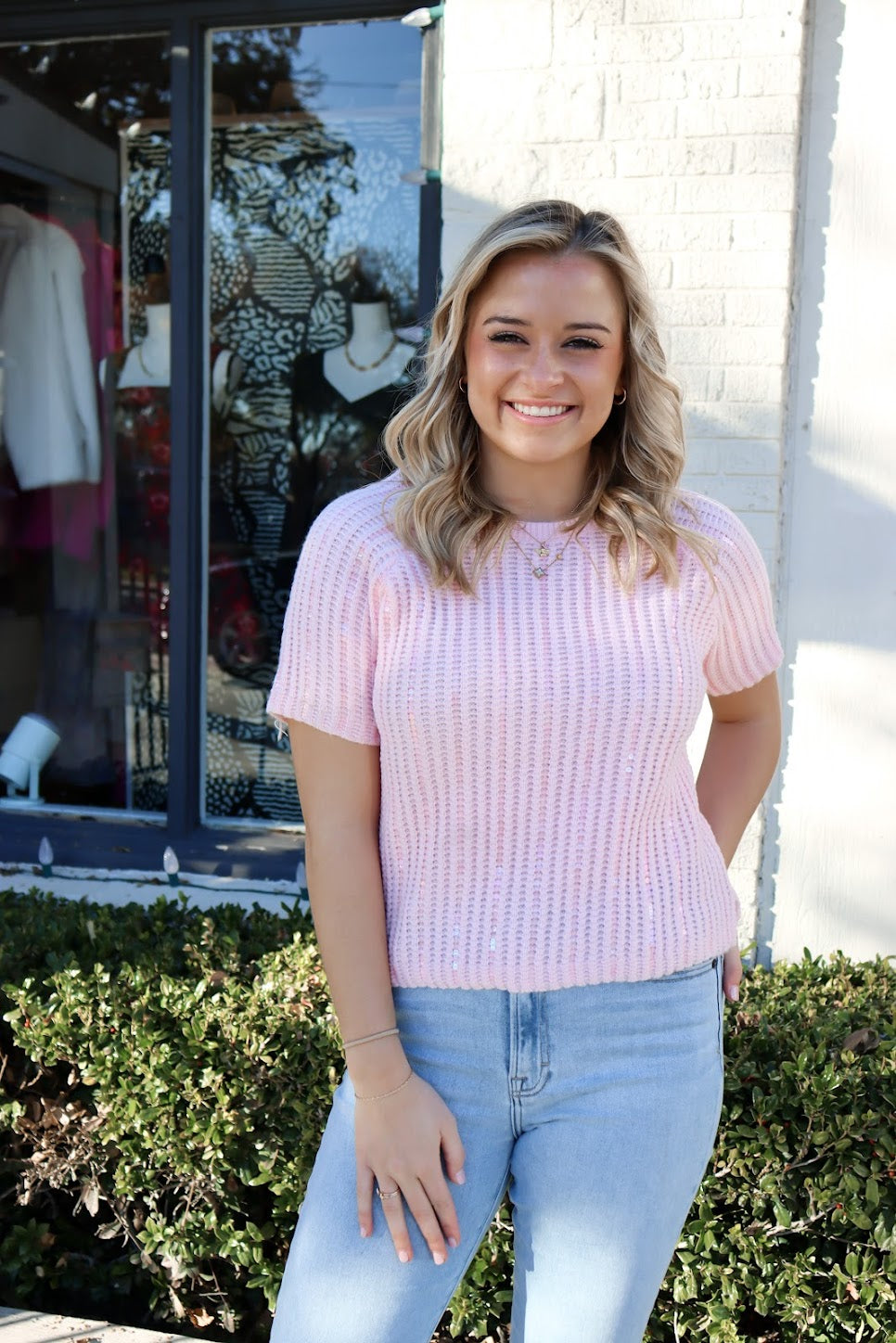 Pink Sequin Sweater