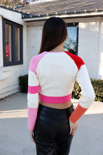 Red Color Block Knit Top