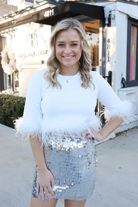 Silver Metallic Sequin Skirt