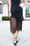 Ruffled Lace Midi Skirt