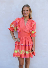 Perla Dress - Coral Floral