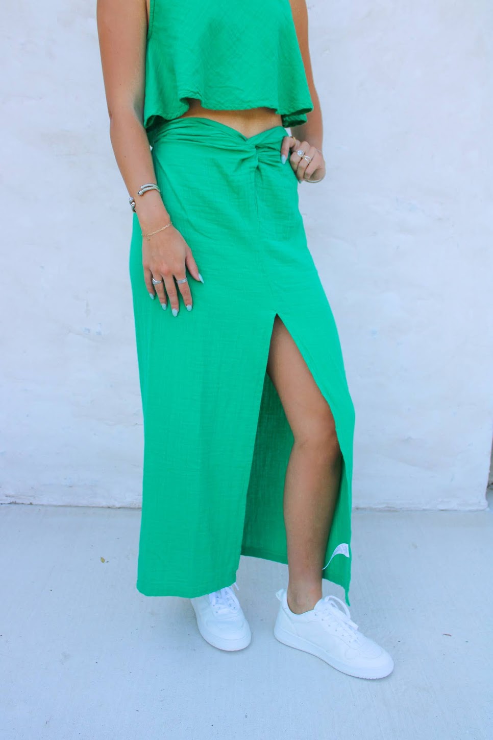 Gauzing Green Maxi Skirt