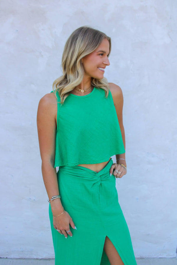 Gauzing Green Tank Top