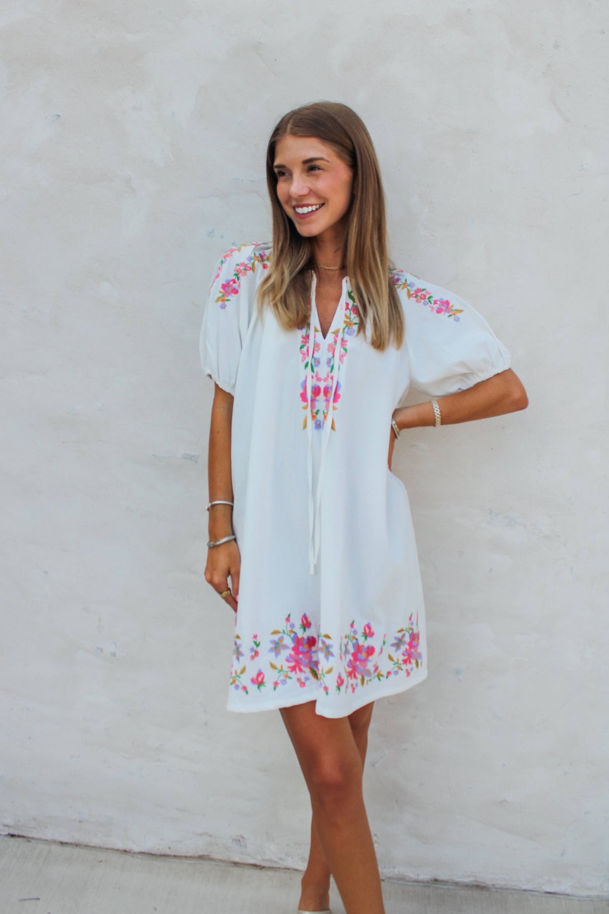 Embroidered Shift Dress