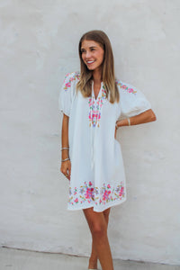 Embroidered Shift Dress