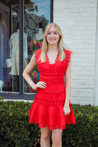 Red Lace Trim Dress