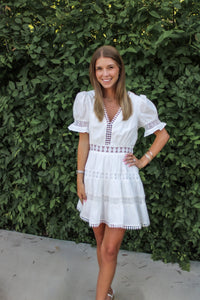 Lace Trim Tiered Mini Dress