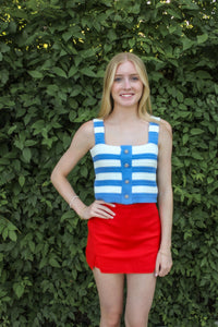 Coastal Knit Crop Top - Blue