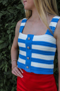 Coastal Knit Crop Top - Blue