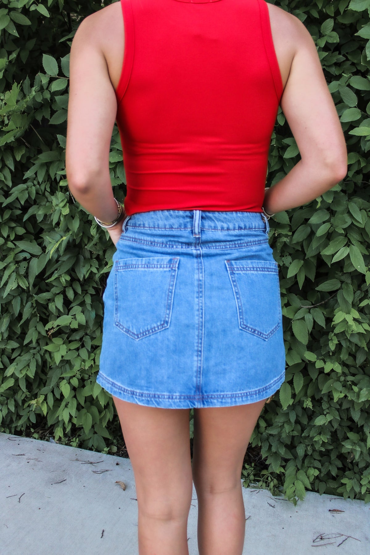 Ribbon Denim Skirt