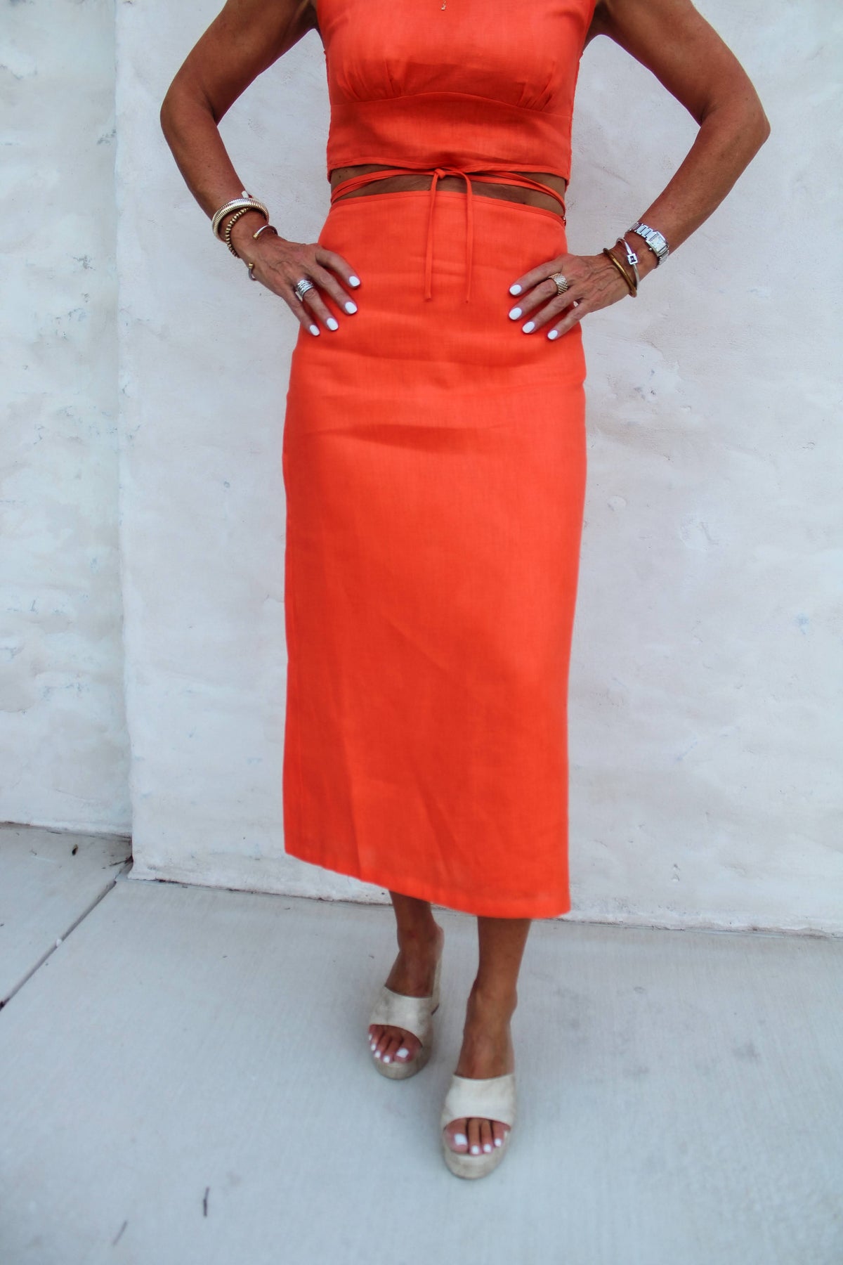 Laurel Midi Skirt - Orange