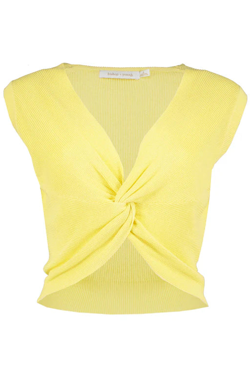 Lagos Twist Front Sweater-Lemon