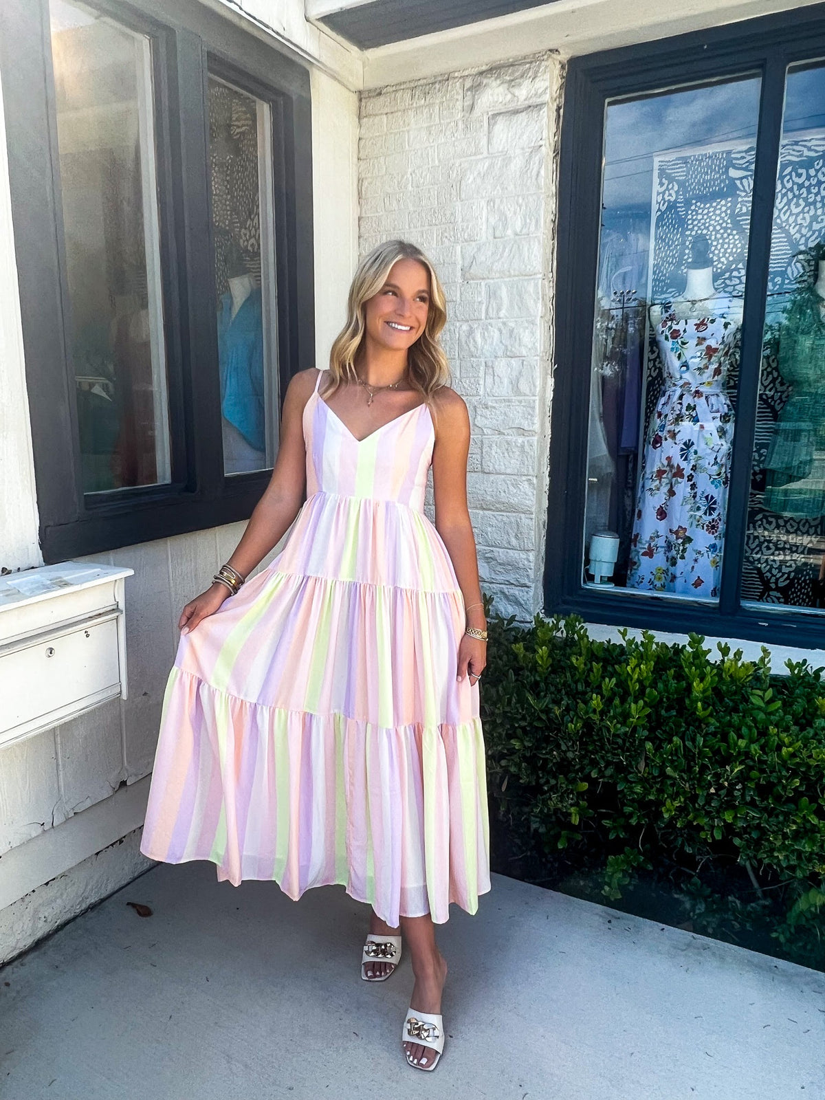 Pastel Stripe Maxi Dress