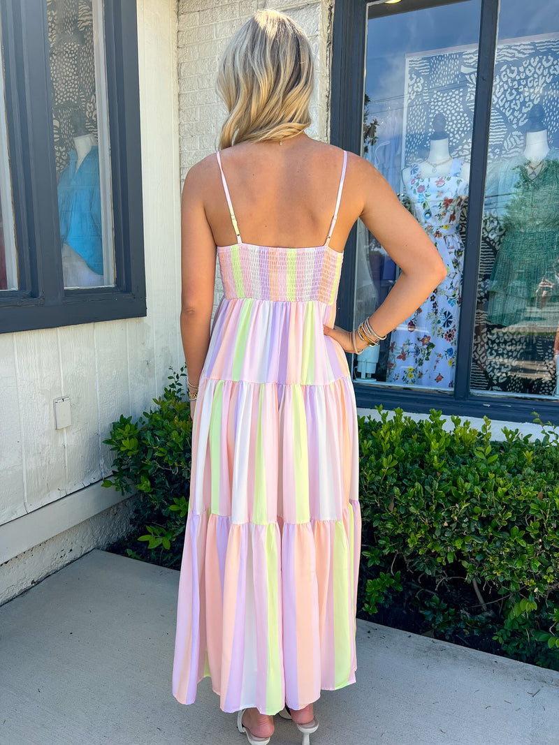 Pastel Stripe Maxi Dress