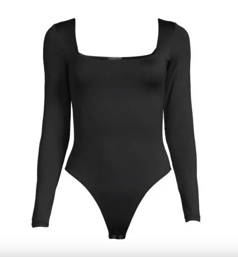 Stacy Square Neck Bodysuit  - Black