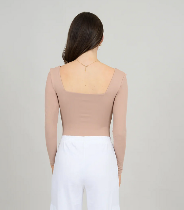 Stacy Square Neck Bodysuit - Latte Blush