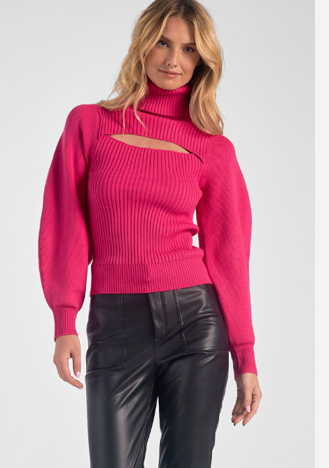 Fuchsia Cut Out Sweater