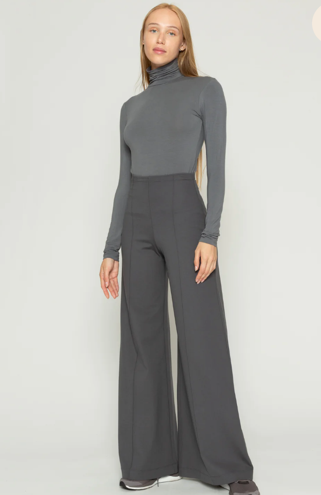 Ponte Wide Leg Pant - Slate