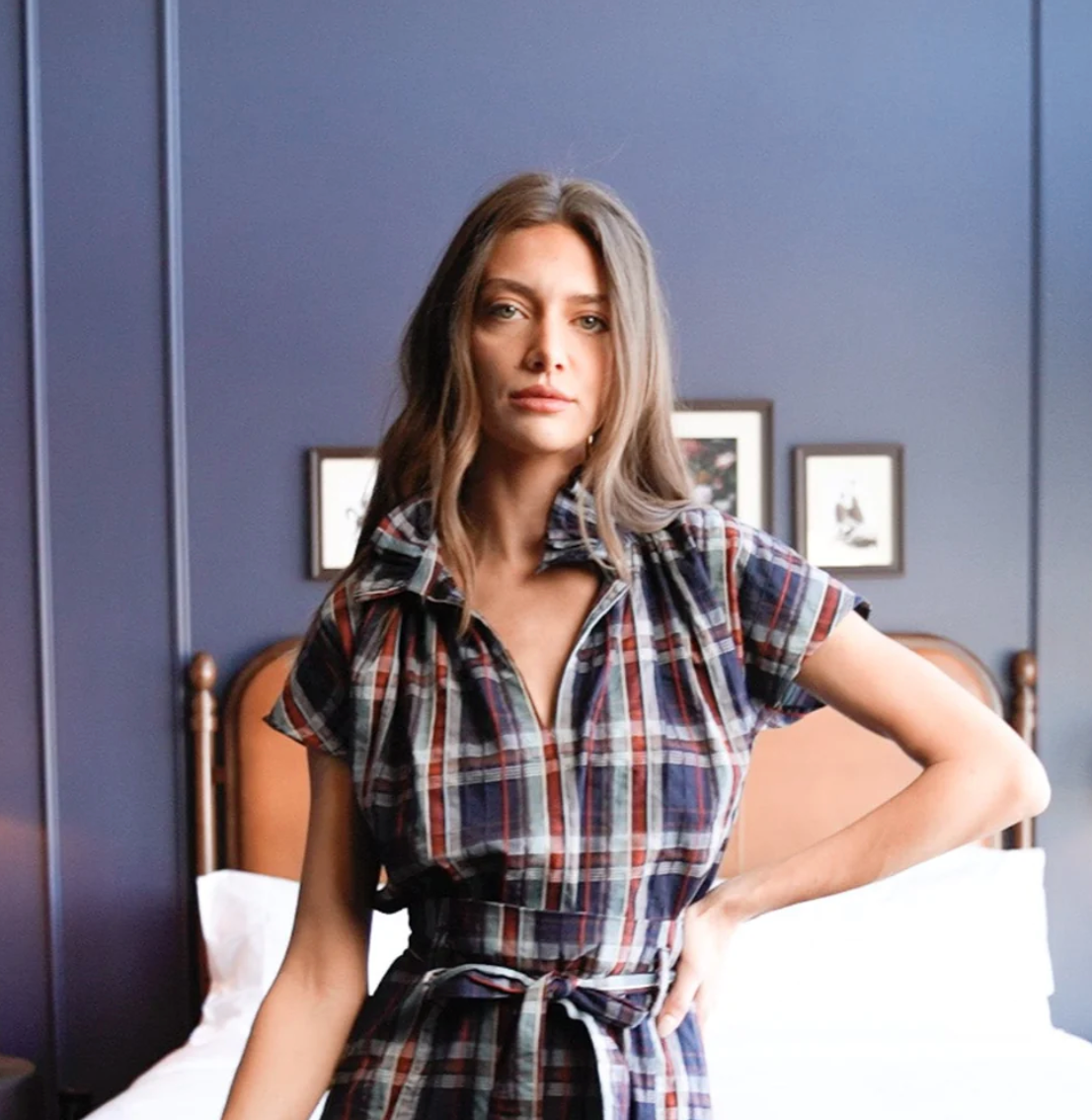 Vicki Top - Navy Plaid