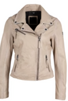 Christy Star Leather Jacket - Off White/Denim