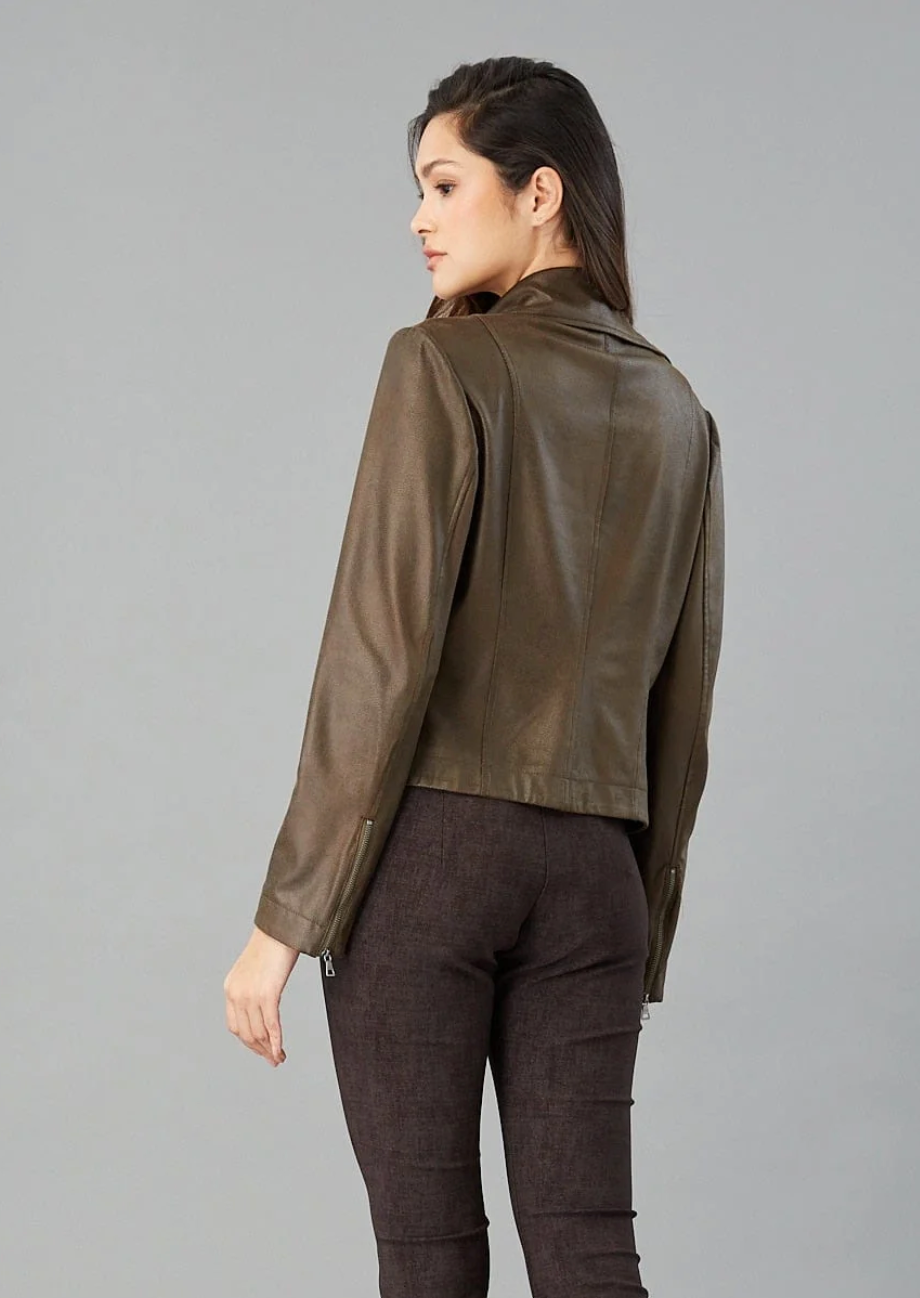 Python Moto Jacket - Olive