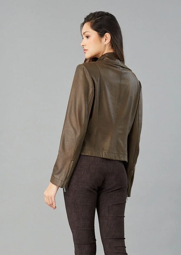 Python Moto Jacket - Olive