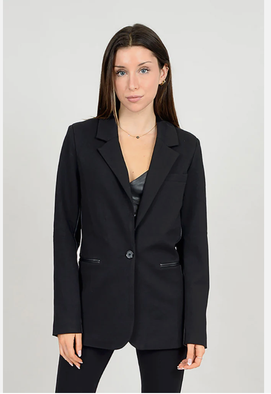 Alexis Ponte/Faux Leather Blazer