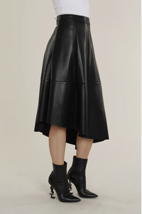 Shark Hem Vegan Leather Skirt