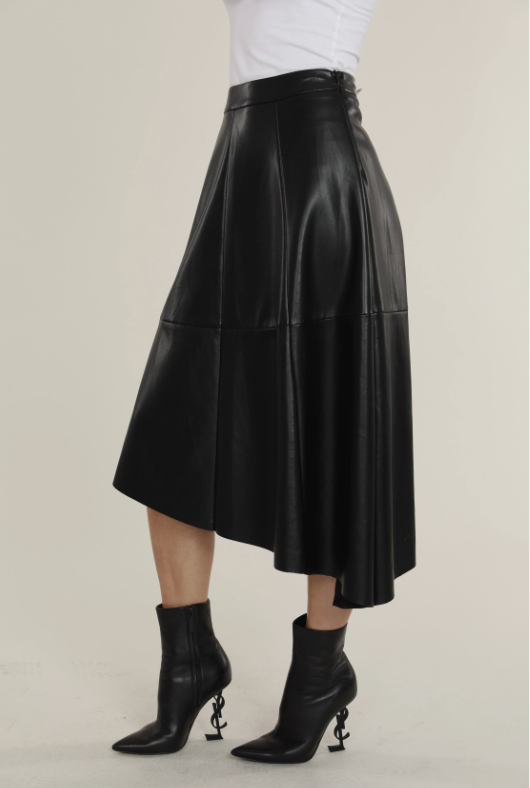 Shark Hem Vegan Leather Skirt