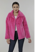 Plush Faux Fur Coat - Pink