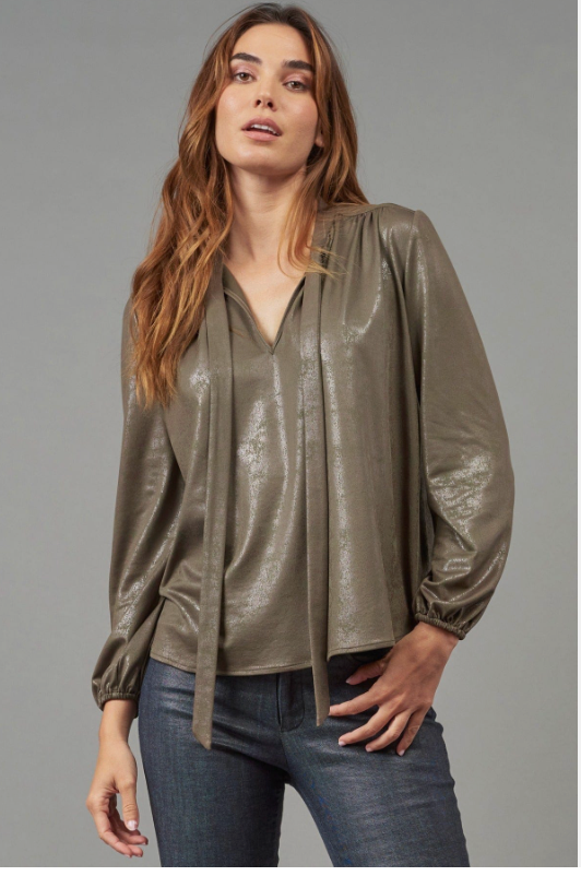 Sage Foil Vegan Leather Top