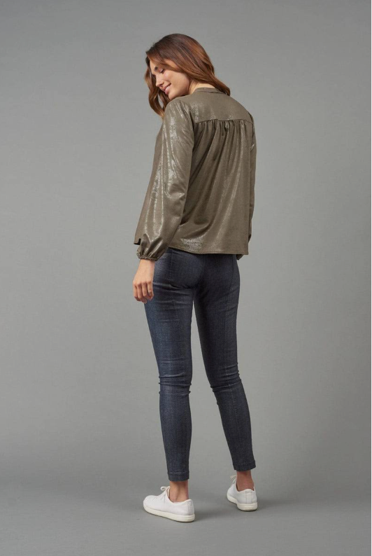 Sage Foil Vegan Leather Top