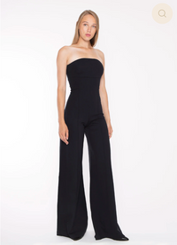 Black Ponte Knit Strapless Jumpsuit