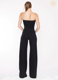 Black Ponte Knit Strapless Jumpsuit