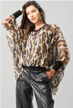Leopard Chiffon Dolman Sleeve Top