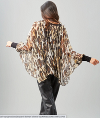 Leopard Chiffon Dolman Sleeve Top