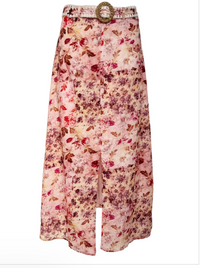 Portia Midi Skirt - Pink Ditsy