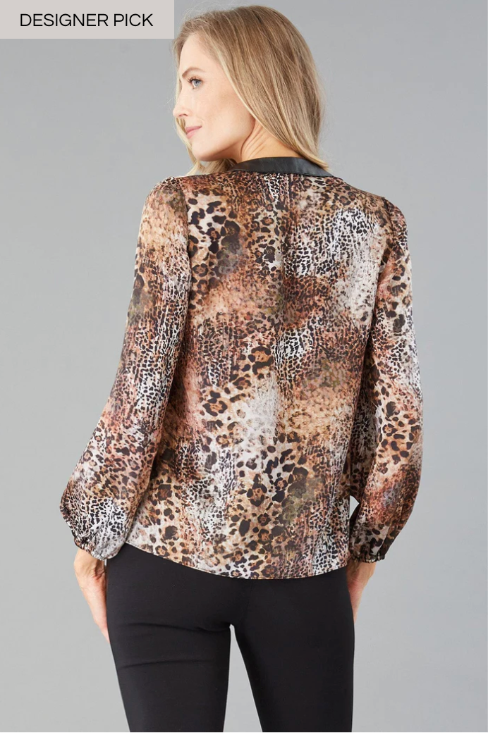 Leopard Peasant Top