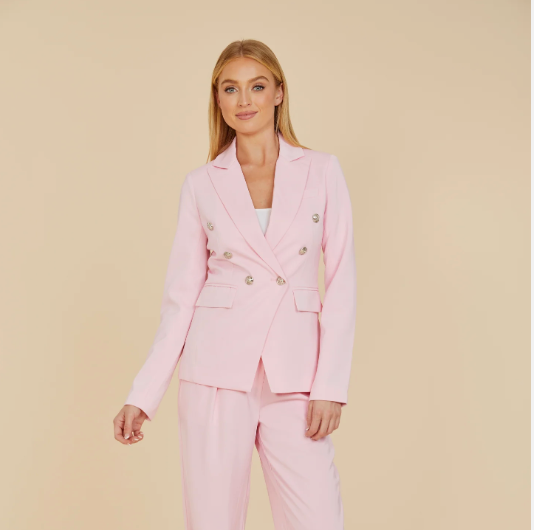 Light pink double breasted blazer best sale