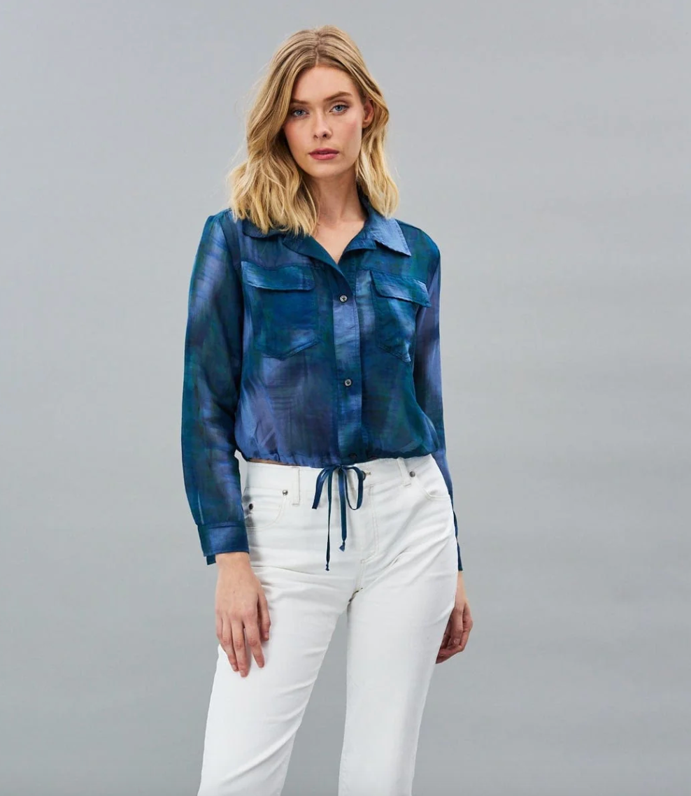 Tie Dye Voile Drawstring Top