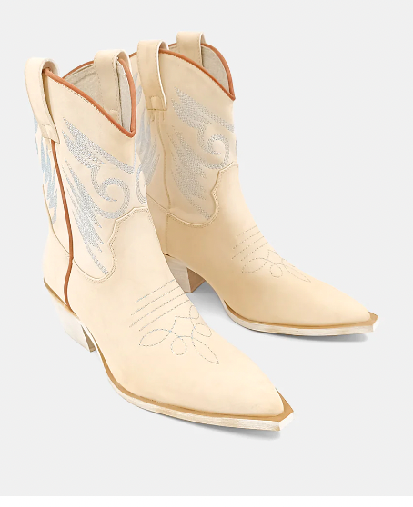 Zahara Short Cowboy Boot - Cream