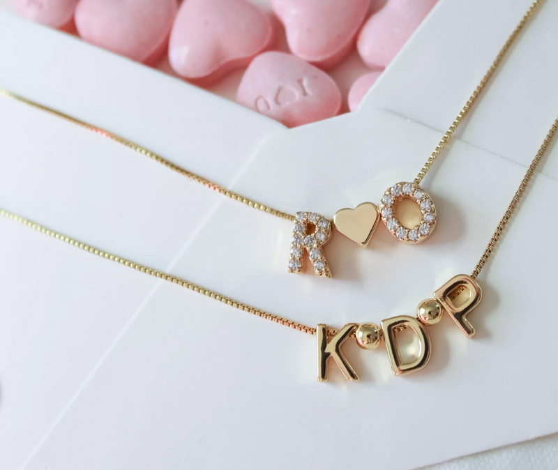 Initial Chai Necklace - Lux Heart Charm
