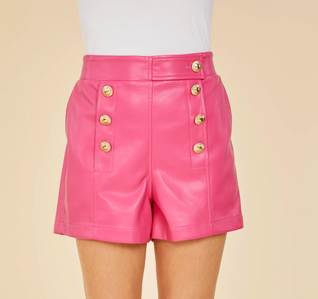 Hot Pink Vegan Leather Short