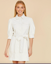 Vegan Leather Belted Dress - White