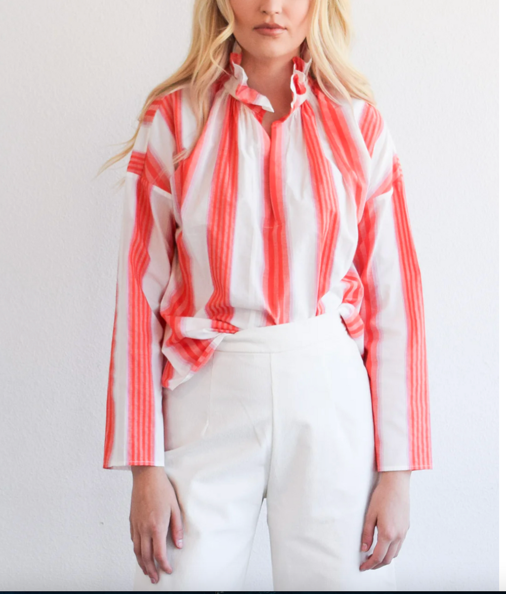 Vicki Long Sleeve Top - Pink & Orange
