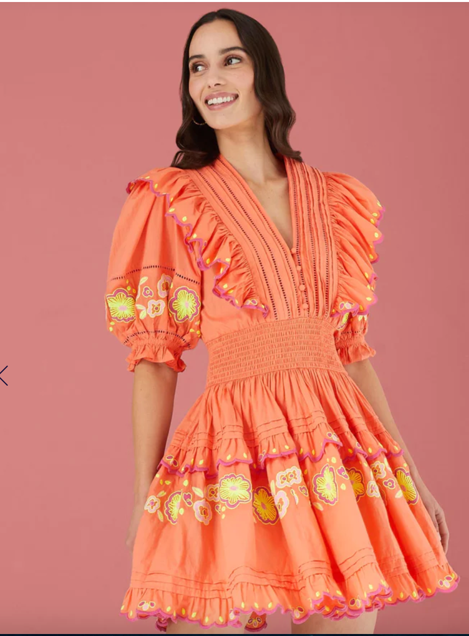 Perla Dress - Coral Floral